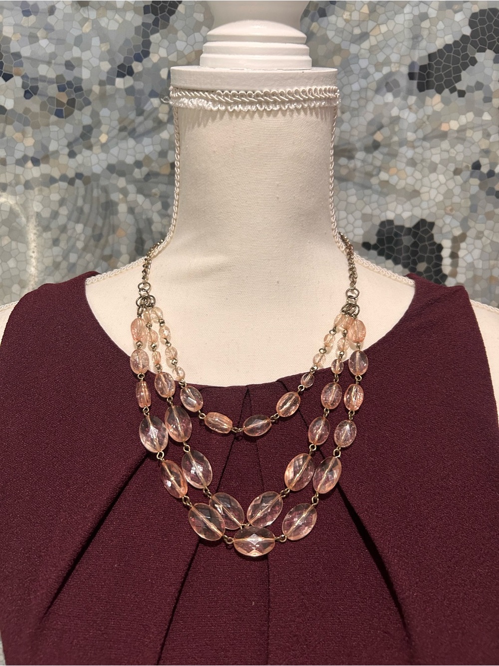 Elegant Pink Multi-Strand Bead Necklace - Women Jewelry